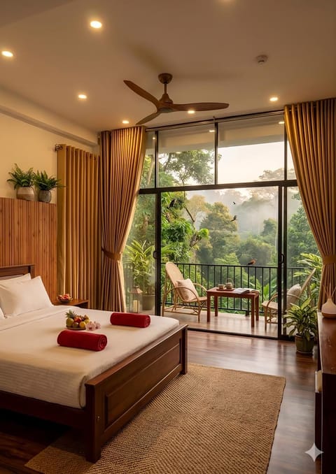Bed, View (from property/room), Bedroom, Garden view