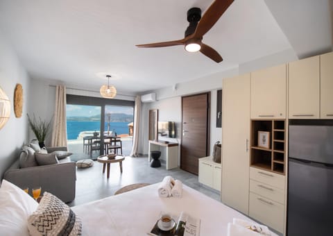 Seating area, Bedroom, Sea view, fireplace