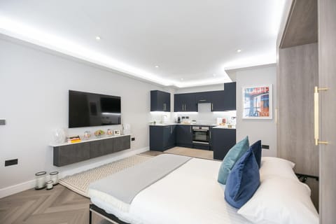 Communal lounge/ TV room, Bed, TV and multimedia, Kitchen or kitchenette, Living room, Photo of the whole room, Evening entertainment, Bedroom, kitchen