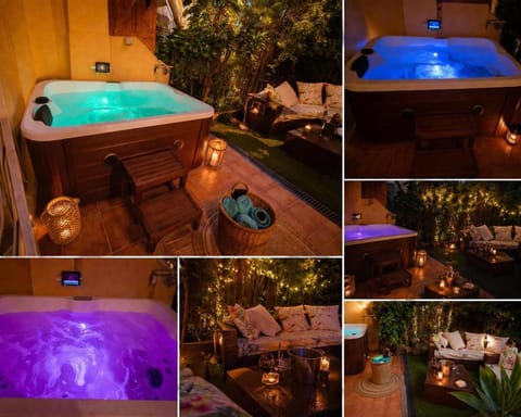 Night, Natural landscape, Hot Tub