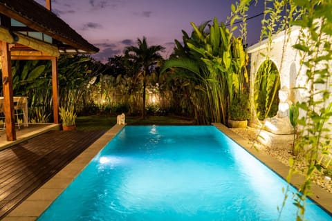 Night, Pool view, Swimming pool