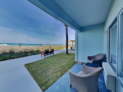 Patio, Seating area, Beach, Sea view
