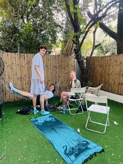 Patio, People, Garden, Guests, Garden view, group of guests, sunbed, towels