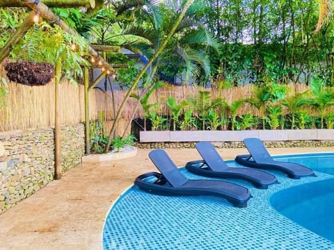 Swimming pool, sunbed