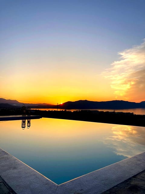 Natural landscape, Pool view, Swimming pool, Sunset