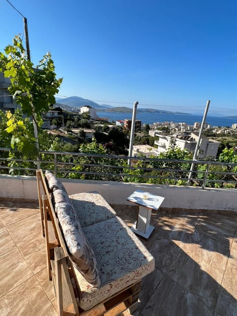 Property building, Patio, Day, Natural landscape, View (from property/room), Balcony/Terrace, Living room, Seating area, Dining area, Mountain view, Sea view