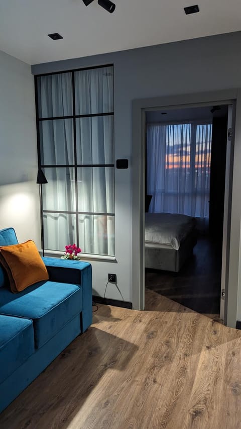 Bed, Living room, Seating area