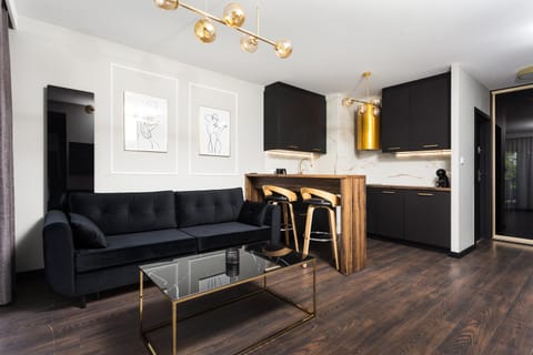 Kitchen or kitchenette, Living room, Seating area, Dining area