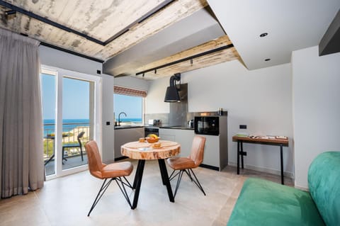 Kitchen or kitchenette, Living room, Dining area, Sea view