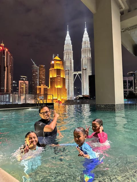 Night, Pool view, Swimming pool