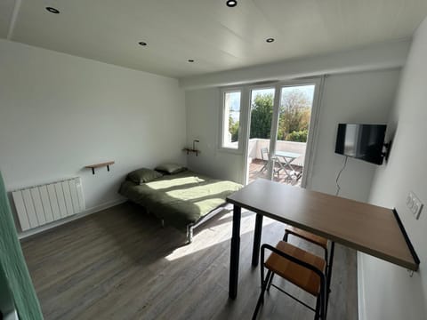 Bed, TV and multimedia, Living room, Photo of the whole room, Seating area, Dining area, Bedroom