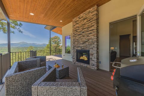 Patio, BBQ facilities, View (from property/room), Seating area, Mountain view, fireplace
