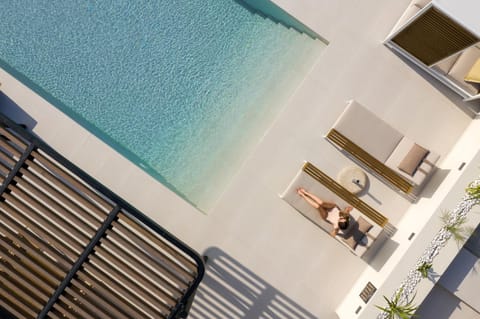 Patio, Living room, Seating area, Dining area, Pool view, Swimming pool, sunbed