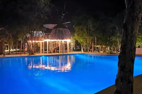 Night, Pool view, Swimming pool