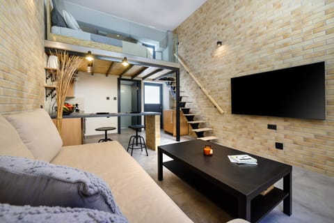 TV and multimedia, Kitchen or kitchenette, Living room, Photo of the whole room, Seating area, Dining area, Bedroom