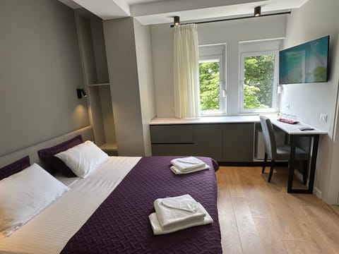 Bed, TV and multimedia, Photo of the whole room, Bedroom, hair dresser, towels