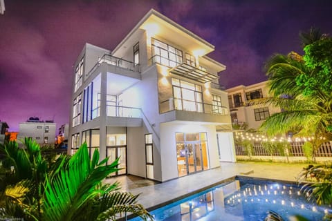Property building, Night, Pool view, Swimming pool