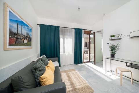 Bed, Living room, Seating area