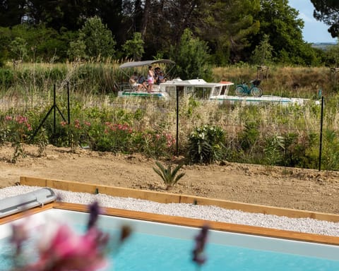 Natural landscape, Garden, Garden view, Swimming pool