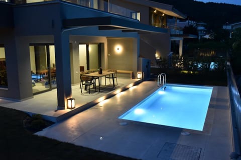 Patio, Night, Pool view, Swimming pool