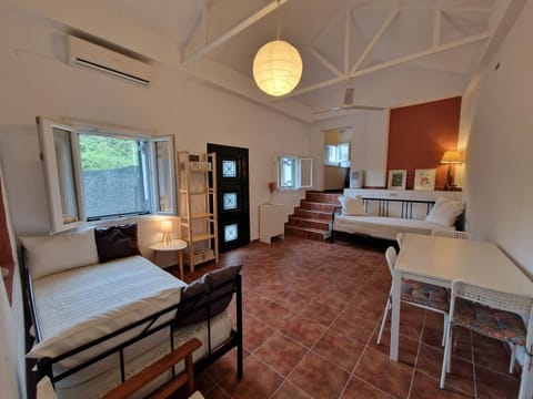Bed, Living room, Dining area