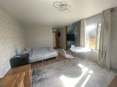 Bed, TV and multimedia, Living room, Photo of the whole room, Seating area, Bedroom