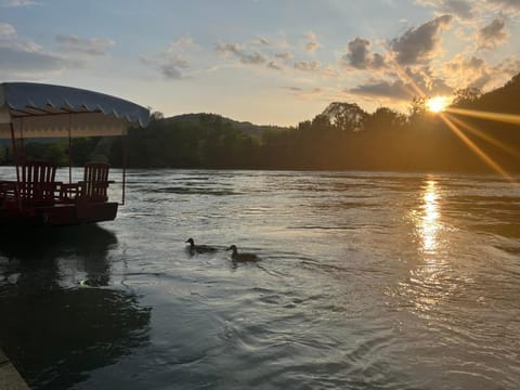 Beach, River view, Sunset