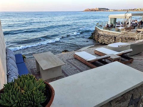 Patio, Seating area, Beach, Sea view, sunbed