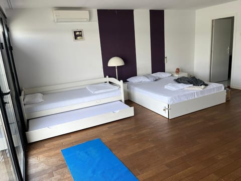 Bed, Photo of the whole room, Bedroom, towels, wardrobe, air conditioner