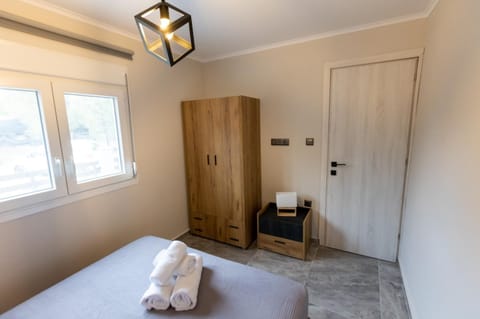 Bed, Photo of the whole room, Bedroom, towels, wardrobe