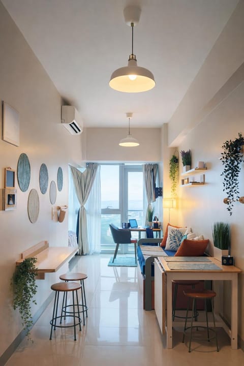 Living room, Seating area, Dining area, air conditioner