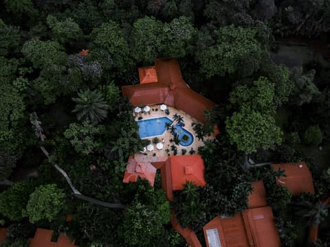 Property building, Natural landscape, Bird's eye view, Pool view, Swimming pool