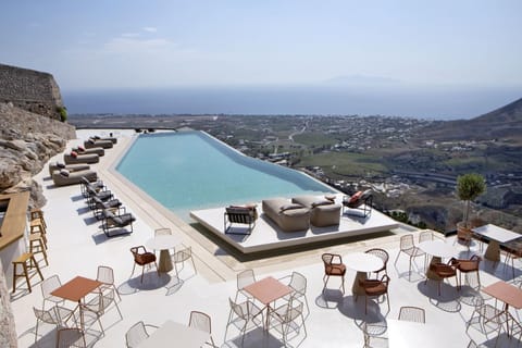 Restaurant/places to eat, Day, Natural landscape, Balcony/Terrace, Mountain view, Pool view, Sea view, Swimming pool, sunbed