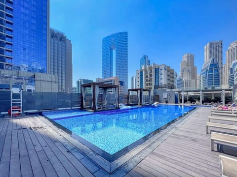 Swimming pool, sunbed