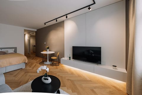 Communal lounge/ TV room, Bed, TV and multimedia, Living room, Photo of the whole room, Seating area, Evening entertainment, Bedroom