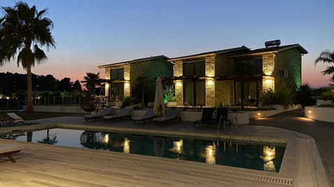 Property building, Night, Swimming pool
