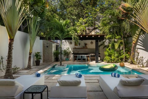 Natural landscape, Garden, Pool view, Swimming pool, sunbed
