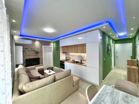 Kitchen or kitchenette, Living room, Seating area, oven