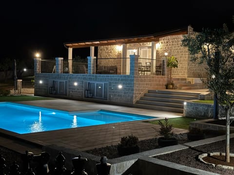 Property building, Night, Swimming pool
