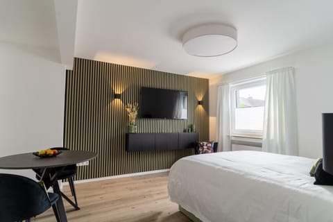 Bed, TV and multimedia, Living room, Photo of the whole room, Seating area, Evening entertainment, Bedroom, hair dresser