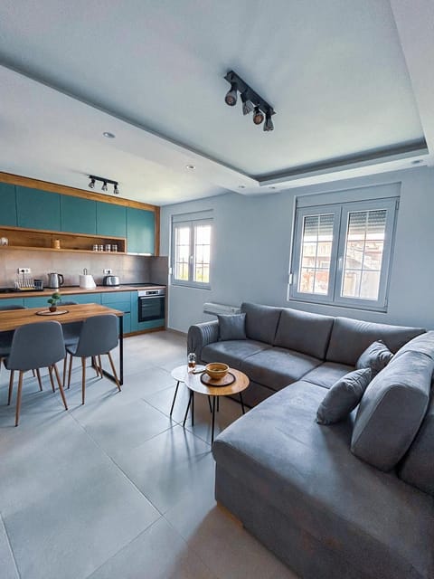 Kitchen or kitchenette, Living room, Seating area, Dining area