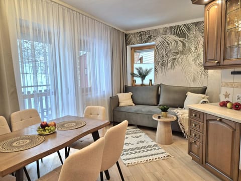 Kitchen or kitchenette, Living room, Seating area, Dining area