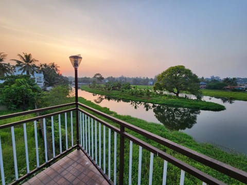 View (from property/room), Balcony/Terrace, River view, Sunset