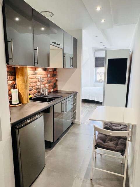 Kitchen or kitchenette, dishwasher, stove