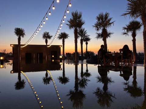 Natural landscape, Pool view, Swimming pool, Sunset
