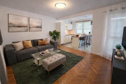 Living room, kitchen