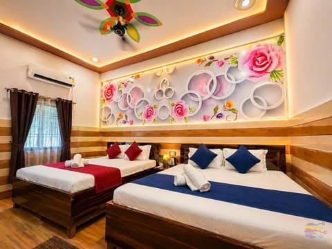 Bed, Bedroom, towels, air conditioner
