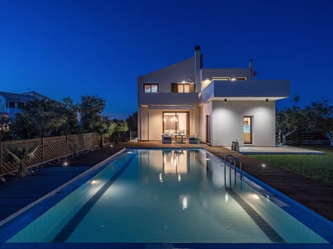 Property building, Night, Swimming pool, Swimming pool