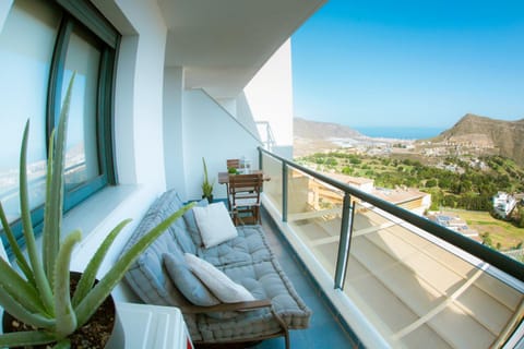 Patio, Day, Natural landscape, View (from property/room), Balcony/Terrace, Living room, Seating area, Mountain view, Sea view