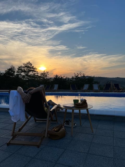 Pool view, Swimming pool, Sunrise, sunbed